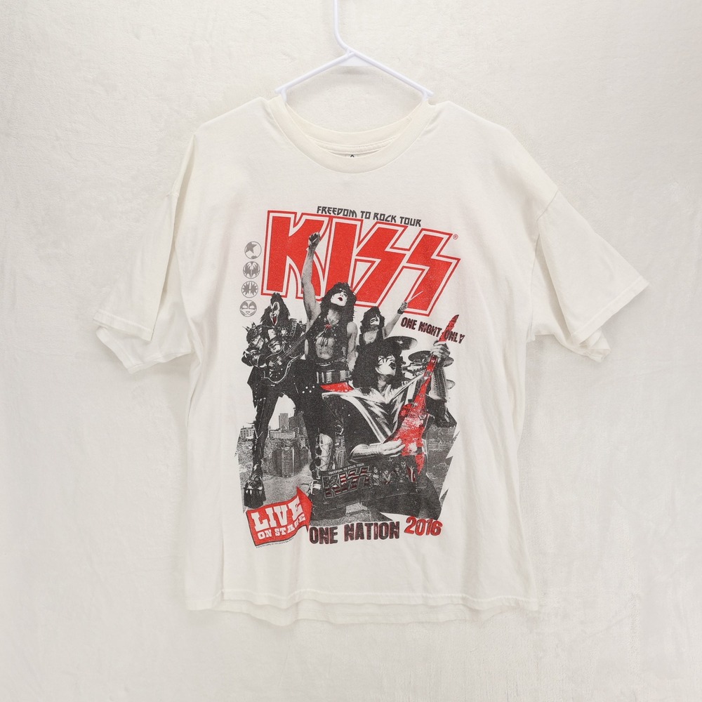 KISS Freedom To Rock Tour 2016 Graphic T-Shirt Mens XL Alstyle White Concert Tee
